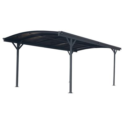 Carport aluminium 13m² 1 place X-Metal anthracite, polycarbonate 6mm, kit ancrage