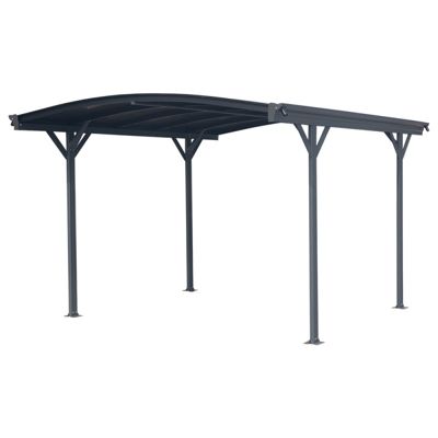 Carport aluminium 3x3,6m 10,89m² polycarbonate 6mm X-METAL anthracite avec kit d'ancrage