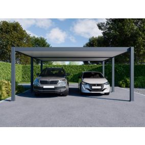 Carport Aluminium 570 x 645 cm WESTON - 37 m2 - Hauteur : 255 - 2 Voitures - Abri Voiture Autoportant - Gouttière incluse