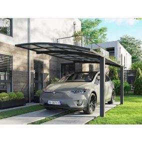 Carport Aluminium Autoportant BOLTON - 500 x 300 - 1 Voiture - Toiture en Polycarbonate Traite Anti-UV