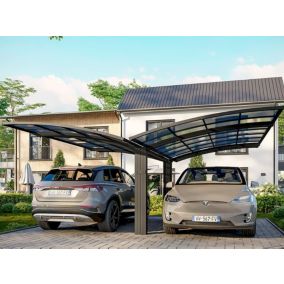 Carport Aluminium Autoportant BOLTON - 500 x 600 - 2 Voiture - Toiture en Polycarbonate Traite Anti-UV