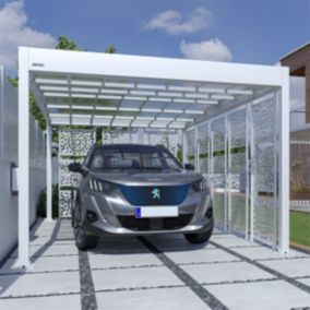 Carport aluminium Blanc Trigano - LIBECCIO + 8 claustras - Made in France