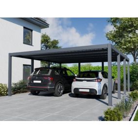 Carport aluminium CARLTON 570 x 550 cm - 2 Voitures - 31,35m2 - Gris anthracite