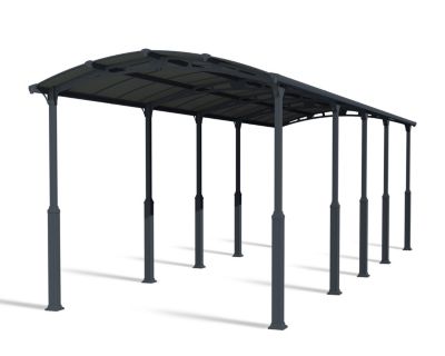 Carport Arcadia Alpine 106 gris anthracite toit arrondi 10,7 x 3,59 m
