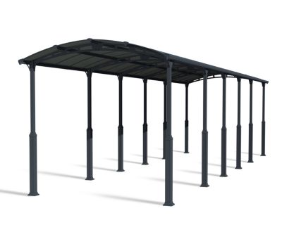 Carport Arcadia Alpine 127 gris anthracite toit arrondi 12,9 x 3,59 m