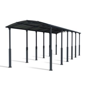 Carport Arcadia Alpine 127 gris anthracite toit arrondi 12,9 x 3,59 m