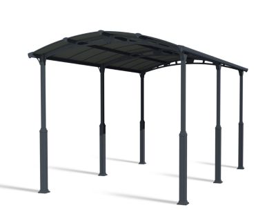 Carport Arcadia Alpine 64 gris anthracite toit arrondi 6,49 x 3,59 m