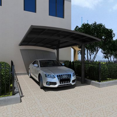 Carport autoportant aluminium 15m² gris anthracite toit polycarbonate - FALCON X-METAL