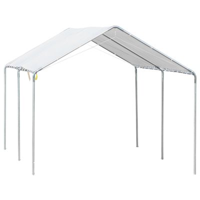 Carport auvent pour voiture 5,95L x 2,90l x 2,60H m acier galvanisé robuste PE haute densité blanc