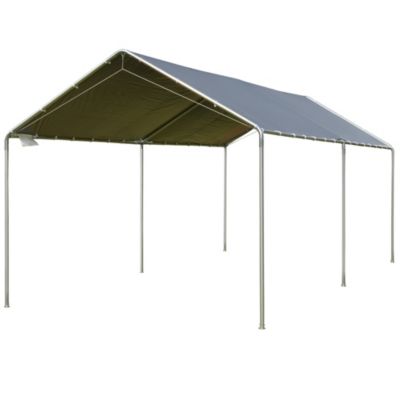 Carport auvent pour voiture 5,95L x 2,90l x 2,60H m acier galvanisé robuste PE haute densité gris