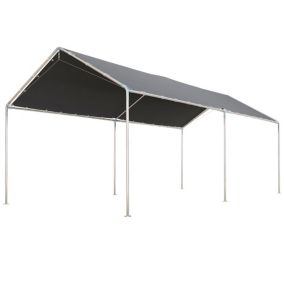 Carport auvent pour Voiture 6 x 3 m Acier galvanisé Robuste Toit PE Haute densité Gris