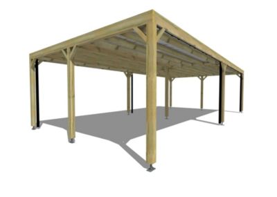 Carport bois - 10m x 5m - indépendante - sens largeur - livraison comprise