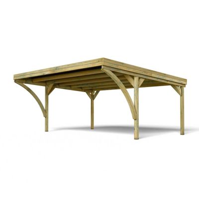 CARPORT BOIS 2 VOITURES 30,9M² 4 POTEAUX 12x12