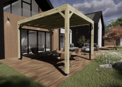 Carport bois - 3m x 4m - indépendante - sens profondeur - livraison comprise
