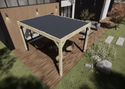 Carport bois - 3m x 4m - indépendante - sens profondeur - livraison comprise