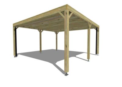 Carport bois - 5m x 5m - indépendante - sens profondeur - livraison comprise