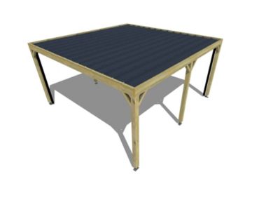 Carport bois - 5m x 5m - indépendante - sens profondeur - livraison comprise
