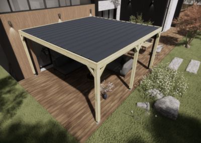 Carport bois - 5m x 5m - indépendante - sens profondeur - livraison comprise
