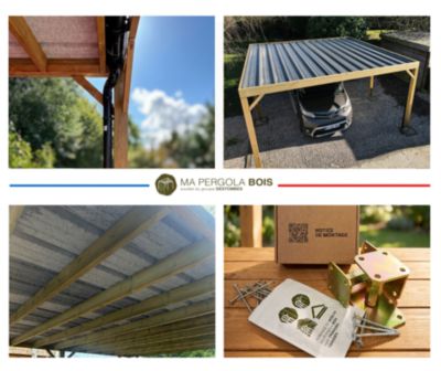 Carport bois - 5m x 5m - indépendante - sens profondeur - livraison comprise