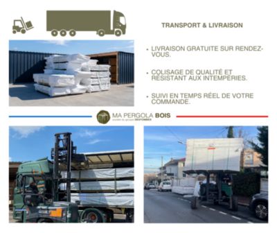 Carport bois - 5m x 5m - indépendante - sens profondeur - livraison comprise