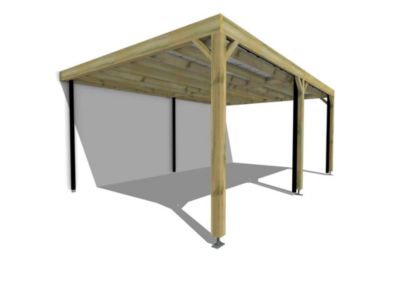 Carport bois - 6m x 4m - adossée - sens largeur - livraison comprise