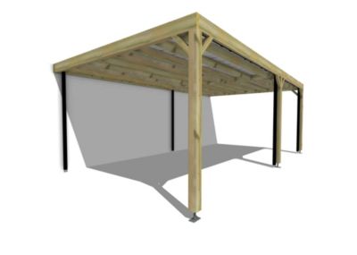 Carport bois - 7m x 4m - adossée - sens largeur - livraison comprise