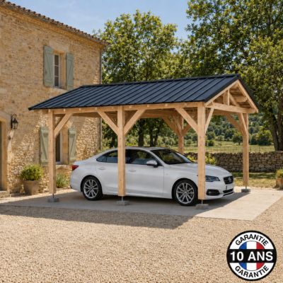 Carport bois Douglas double pente, 3.5 x 5.5 m, 19 m2. Fabrication ...