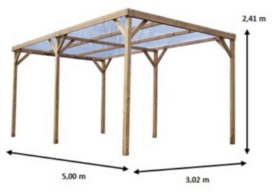 Carport bois Habrita Thermo toit pvc