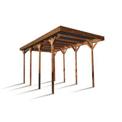 Carport bois Madeira Camping car L. 404 x P. 802 x H. 381 cm