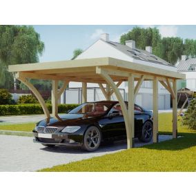 Carport Bois PALERME 1 Voitures - 510 x 340 - Abri pour Voitures - Bois des Regions Nordiques - Pin Traité Autoclave