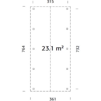 Carport bois Robert toit double pentes 23,1m² Palmako