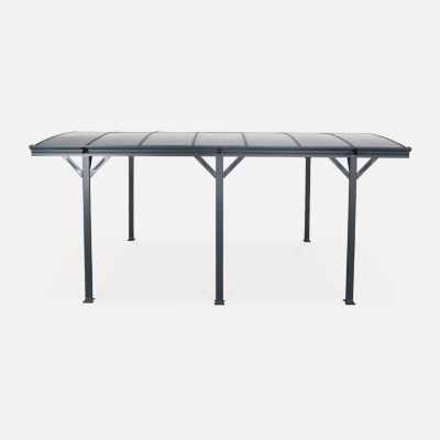 Carport de 15m² en aluminium anthracite et polycarbonate - Le Mans 5x3m - abri de voiture 500 x 300 x 220 cm