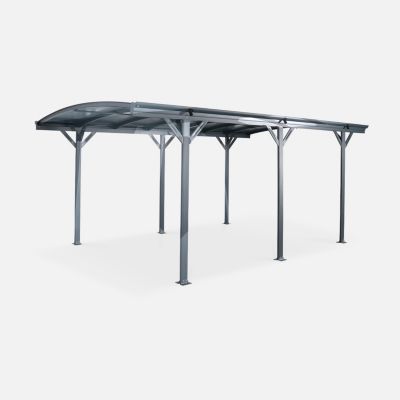 Carport de 15m² en aluminium anthracite et polycarbonate - Le Mans 5x3m - abri de voiture 500 x 300 x 220 cm