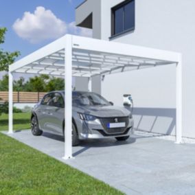 Carport design aluminium blanc Made in France