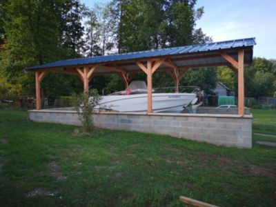 Carport deux pentes 350cmx800cm Bois DOUGLAS Français label PEFC (Charpente - Auvent - Abri Camping-car) surface 28 m²