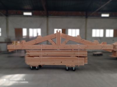 Carport deux pentes 350cmx800cm Bois DOUGLAS Français label PEFC (Charpente - Auvent - Abri Camping-car) surface 28 m²