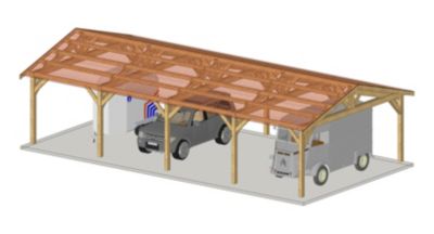 Carport deux pentes 750cmX1050cm Bois DOUGLAS Français label PEFC (Charpente - Auvent - Abri voiture)