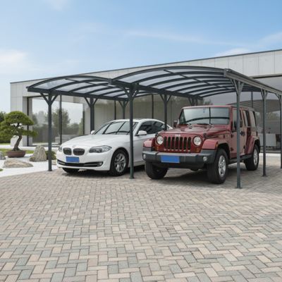 Carport double 30,3m² aluminium/polycarbonate 6mm pour 2 voitures - Anthracite