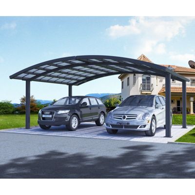 Carport double 30m² aluminium gris anthracite et polycarbonate EAGLE - X-METAL