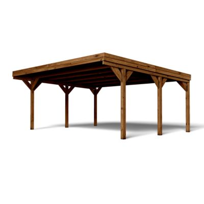 Carport double bois toit plat Victor Cerland 30,9 m²