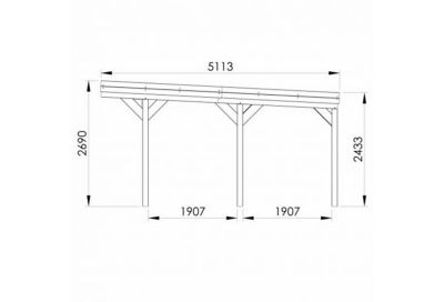 Carport double bois toit plat Victor Cerland 30,9 m²