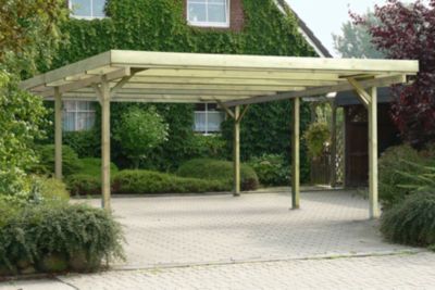 Carport Double De 25m² (5mx5m), hauteur de passage de 205 cm, toiture en pvc ondulé transparent