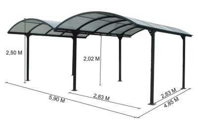 Carport double en aluminium gris anthracite 28,62m²