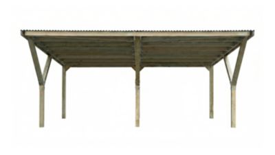 Carport double en bois 5,9x6m avec toit plat Weka 612