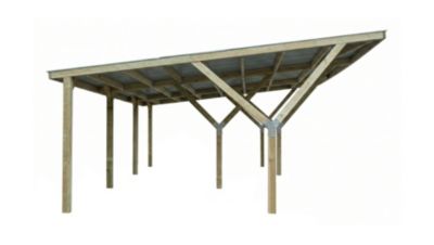 Carport double en bois 5,9x6m avec toit plat Weka 612