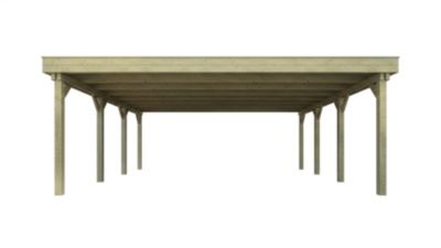 Carport double en bois 6x6,1m avec toit plat Weka 609 T1