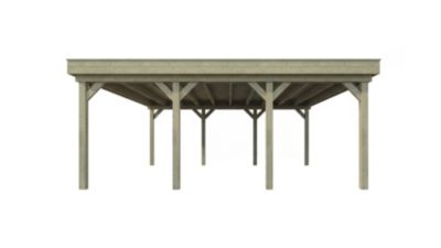 Carport double en bois 6x6,1m avec toit plat Weka 609 T1