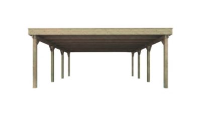 Carport double en bois 6x8,1m avec toit plat Weka 609 T2