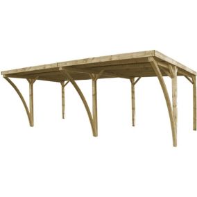 Carport double en bois et panneaux ondulés Capri 6 x 5 m