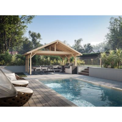 Carport double toit plat en bois Palmako Robert 2 voitures 35,8 m²